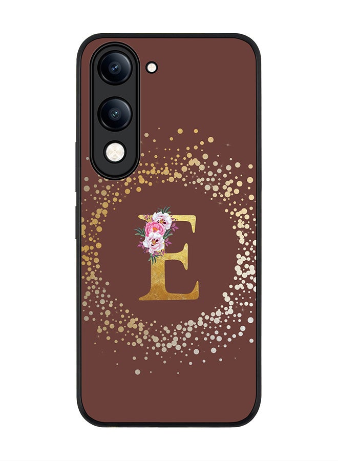 For vivo Y29s 5G / Y19s 5G Case,Slim fit Camera Protection, Shockproof Thin Phone cover  - Custom Monogram Floral - E  (Brown )